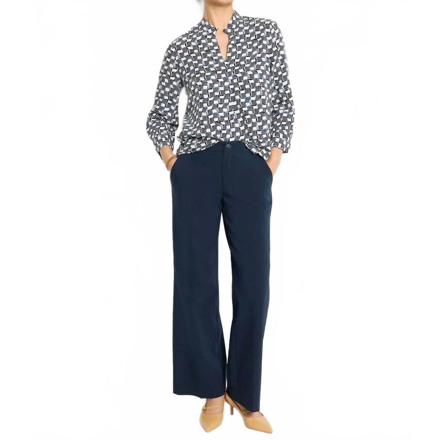 New Nic + Zoe Seasonless Cotton Wide-Leg Trousers In Dark Indigo